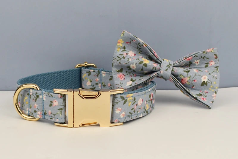 Flower Personalized Dog Collar, Leash & Harness Set