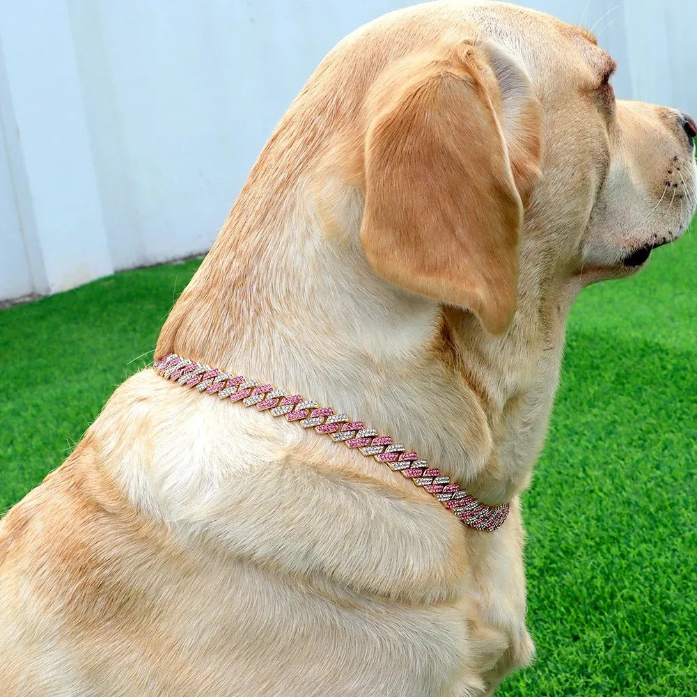 Diamond Cuban Chain Dog Collar – Luxury Pet Jewelry with Secure Buckle