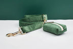 Forest Green Velvet Personalized Dog Collar, Leash & Harness Set