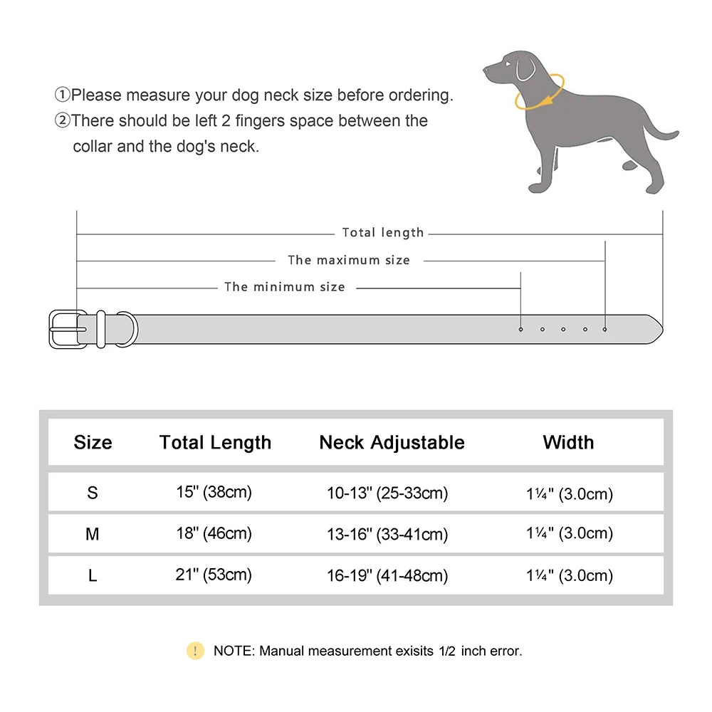 Genuine Leather Dog Collar – Personalized Spiked Studded Design for Small, Medium & Large Dogs