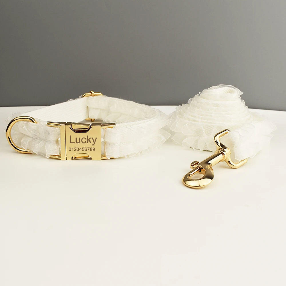 Wedding Personalized Dog Collar, Leash & Harness Set