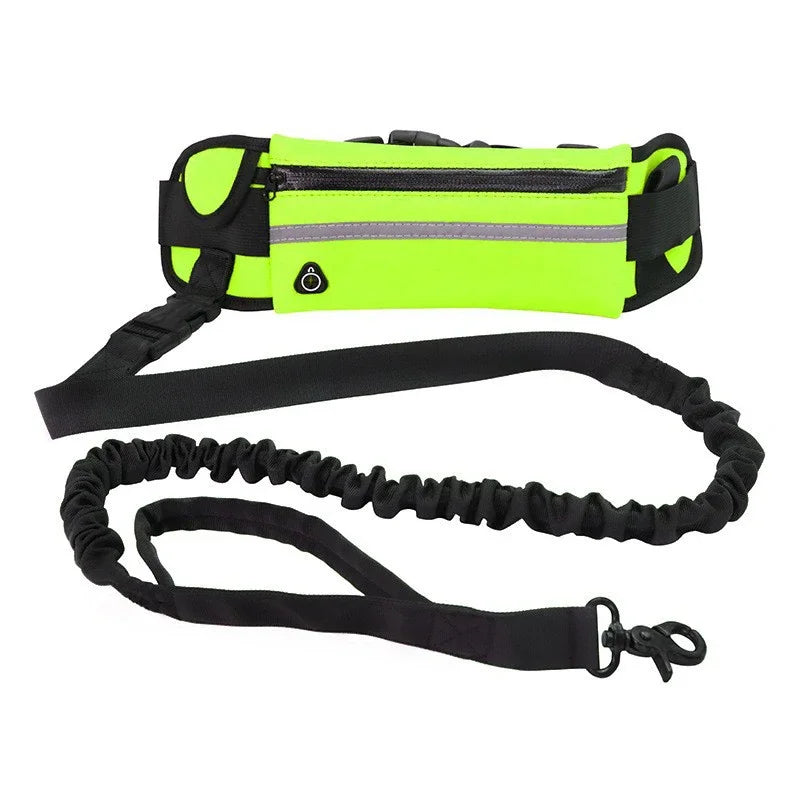 Hands-Free Dog Leash with Waist Bag – Reflective Elastic Running & Walking Leash