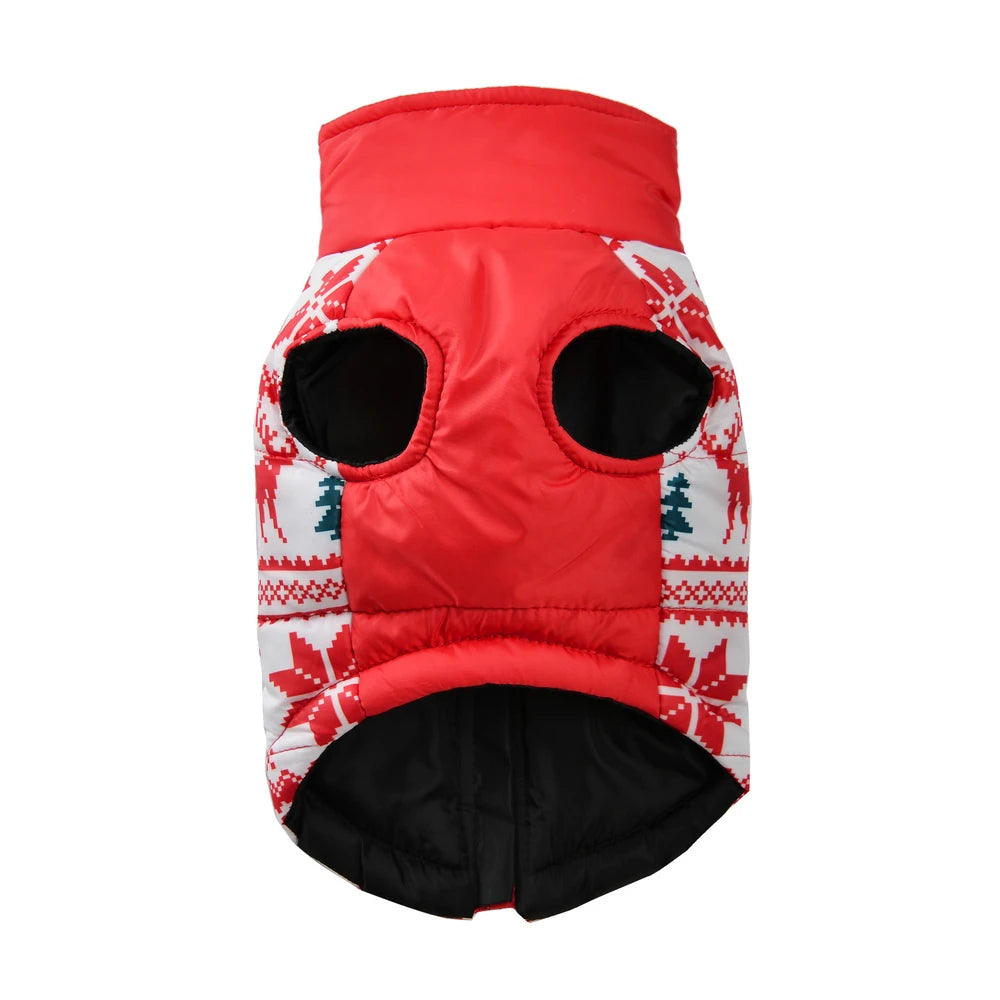 Christmas Dog Jacket – Waterproof & Warm Holiday Coat with D-Ring for Small & Medium Pets