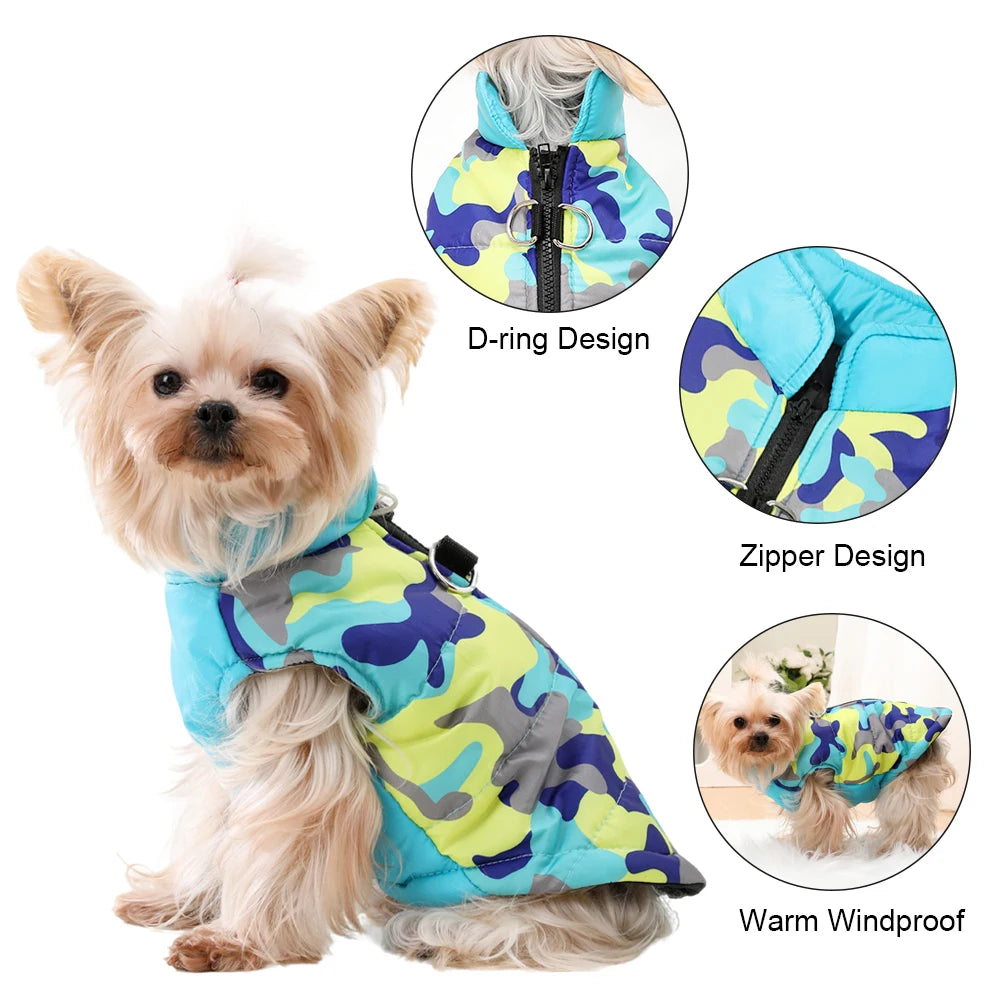 Waterproof Dog Coat – Warm Winter Jacket with D-Ring for Small & Medium Pets