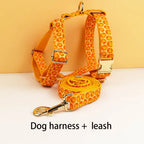 DDPaws  Harness + Leash / XS Halloween Pumpkin Print Set