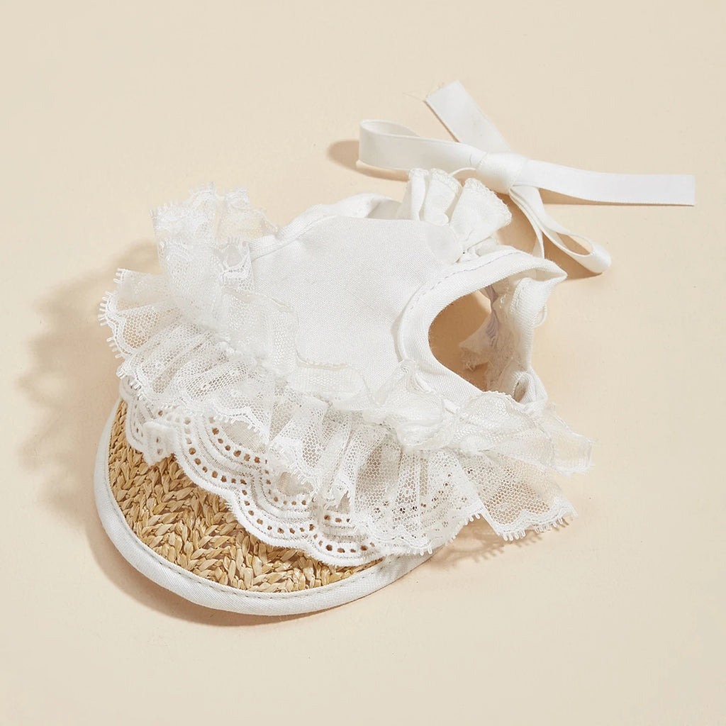 Summer Pet Sun Hat – Adjustable Lace Bow Cap for Dogs & Cats