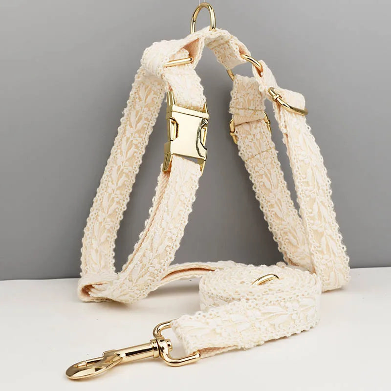 Lace Personalized Dog Collar, Leash & Harness Set
