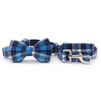 DDPaws  Bowtie Collar / XS Designed Navy Tartan Set [Made-to-Order]
