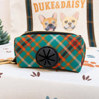 Designed Teal and Orange Plaid Dog Harness Set
