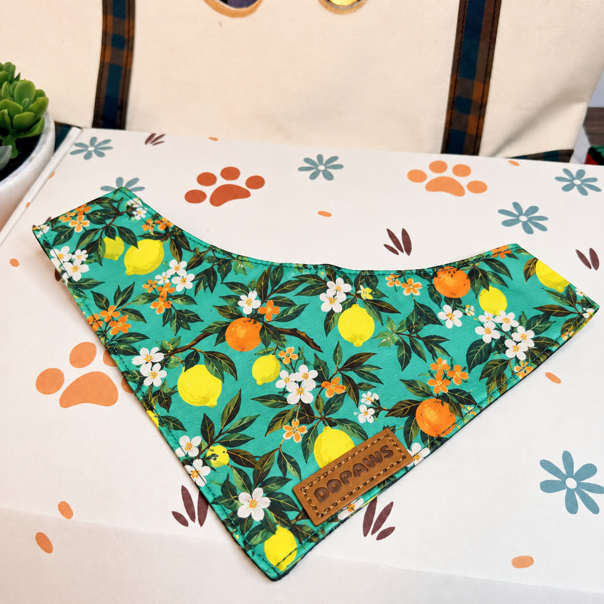 Designed Tropical Lemon Dog Harness Set