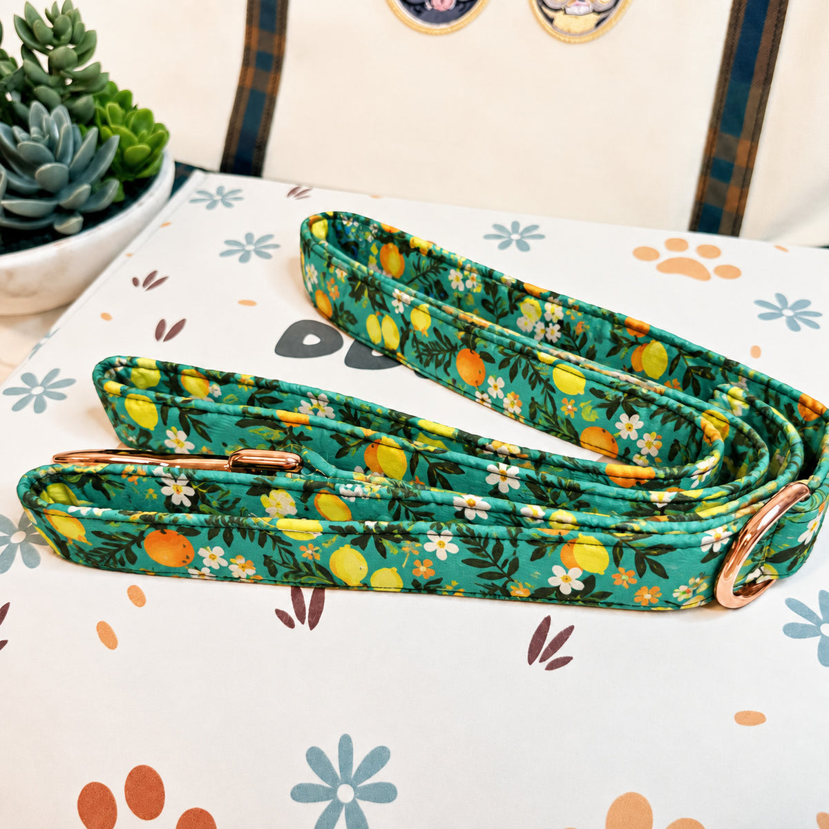 Designed Tropical Lemon Dog Harness Set