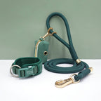 Personalized Light Weight Corduroy Dog Collar Rope Leash Set