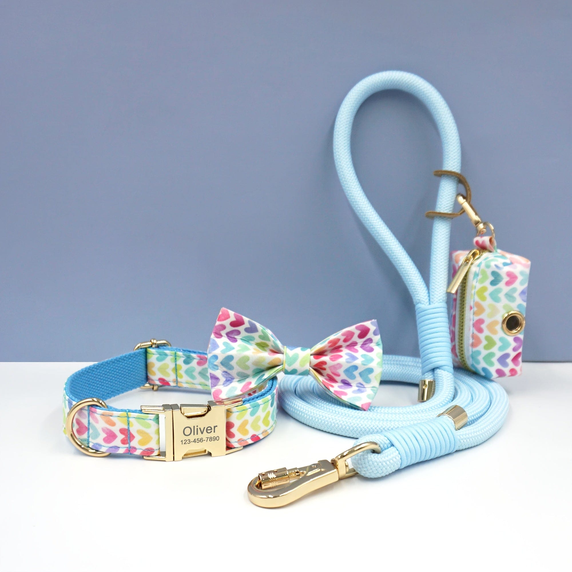 Personalized Cotton Dog Collar Leash Set