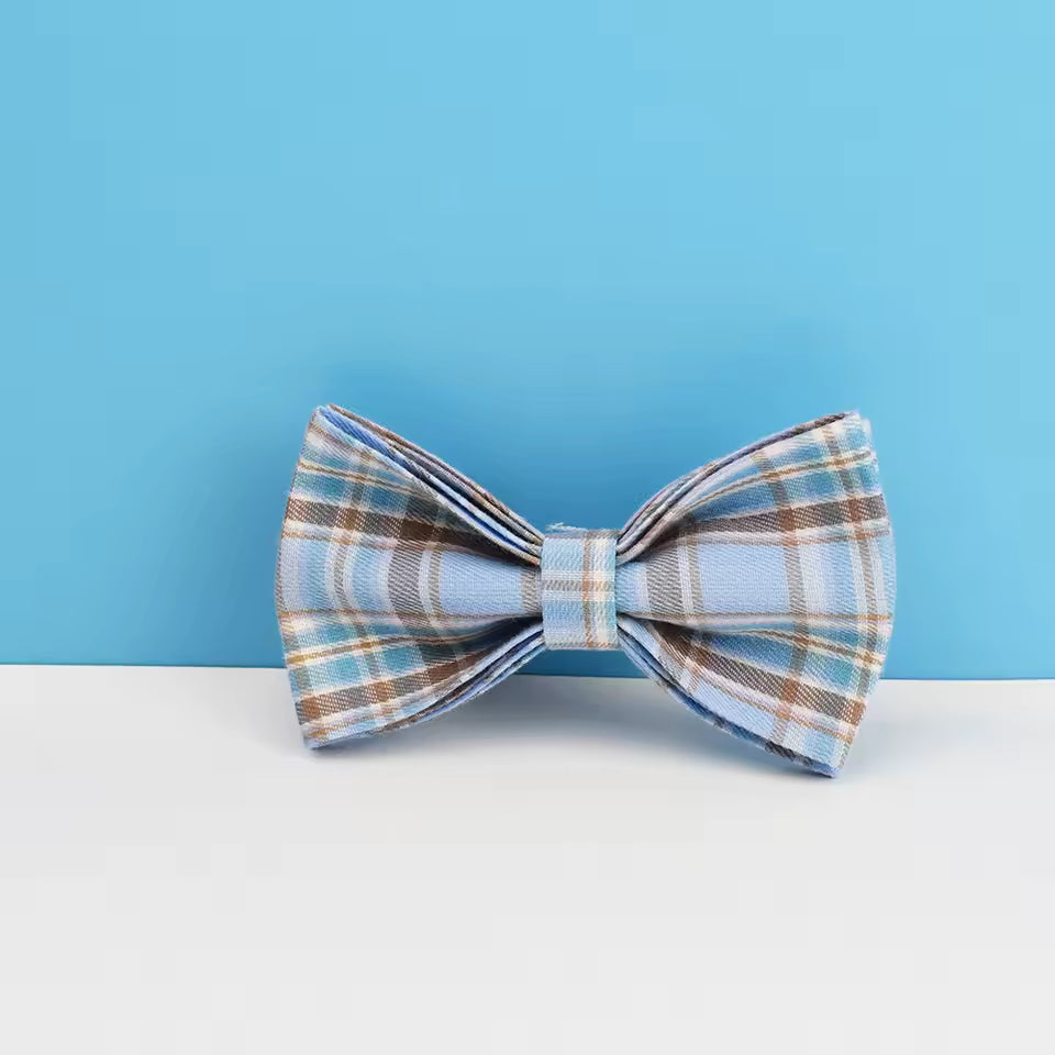 Dog Collar Leash Harness Set, Blue Plaid