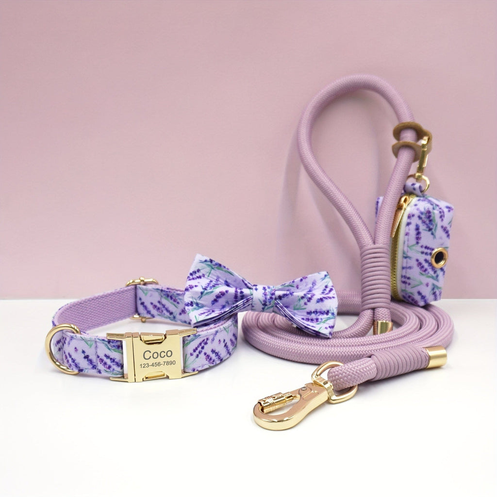 Personalized Cotton Dog Collar Leash Set