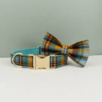 D&D Paws  Autumn Blue Plaid Dog Collar, Harness & Leash Set – Classic Elegance
