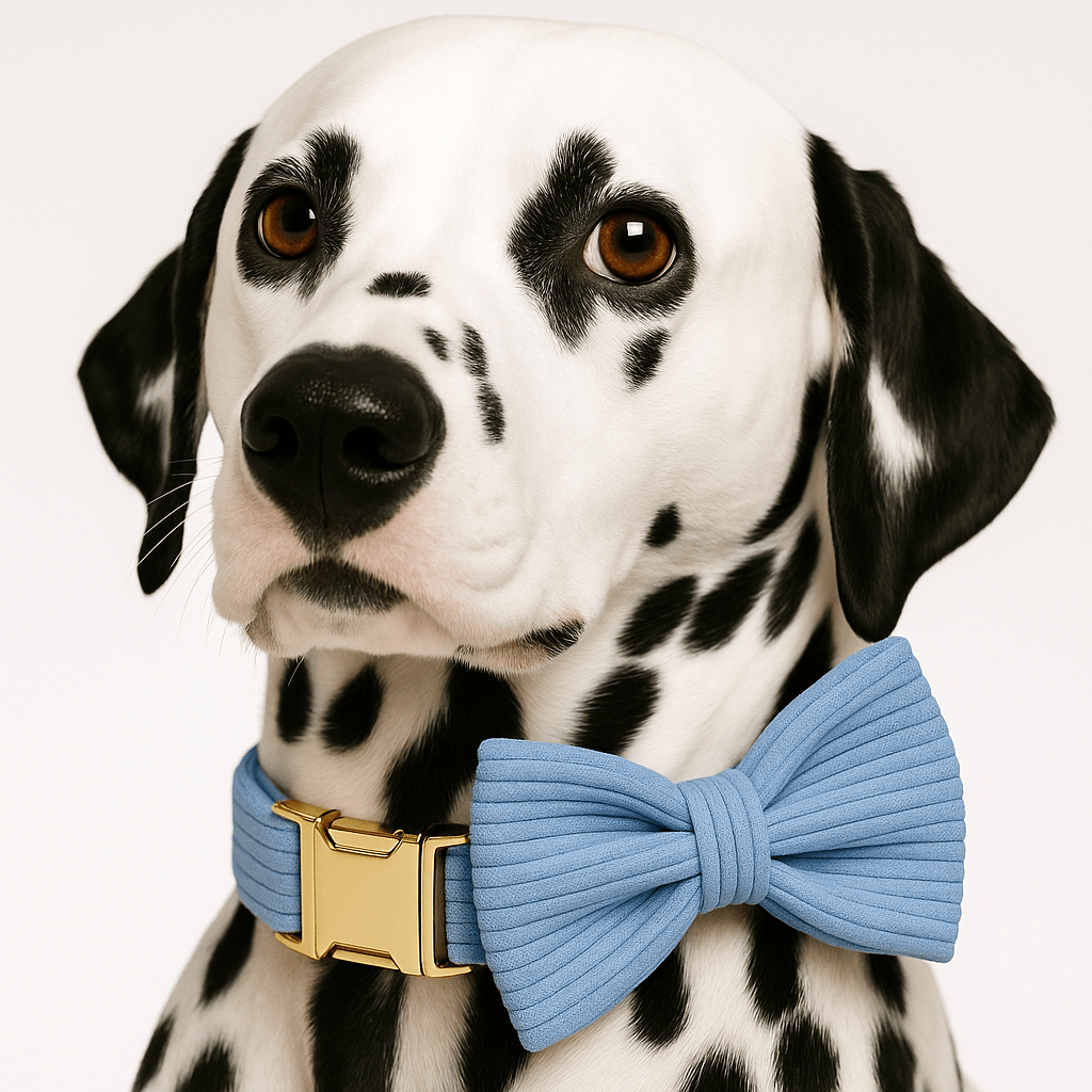 D&D Paws  Blue Corduroy Dog Harness, Collar & Leash Set – Classic Elegance Collection