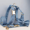 D&D Paws  Blue Denim Dog Harness, Collar & Leash Set – Classic Elegance Collection