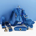 D&D Paws  Blue Velvet Dog Harness, Collar & Leash Set – Modern Luxe Collection