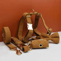 D&D Paws  Caramel Corduroy Dog Harness, Collar & Leash Set – Classic Elegance Collection