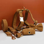 D&D Paws  Caramel Corduroy Dog Harness, Collar & Leash Set – Classic Elegance Collection