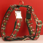D&D Paws  Christmas Plaid Dog Harness, Collar & Leash Set – Classic Holiday Elegance