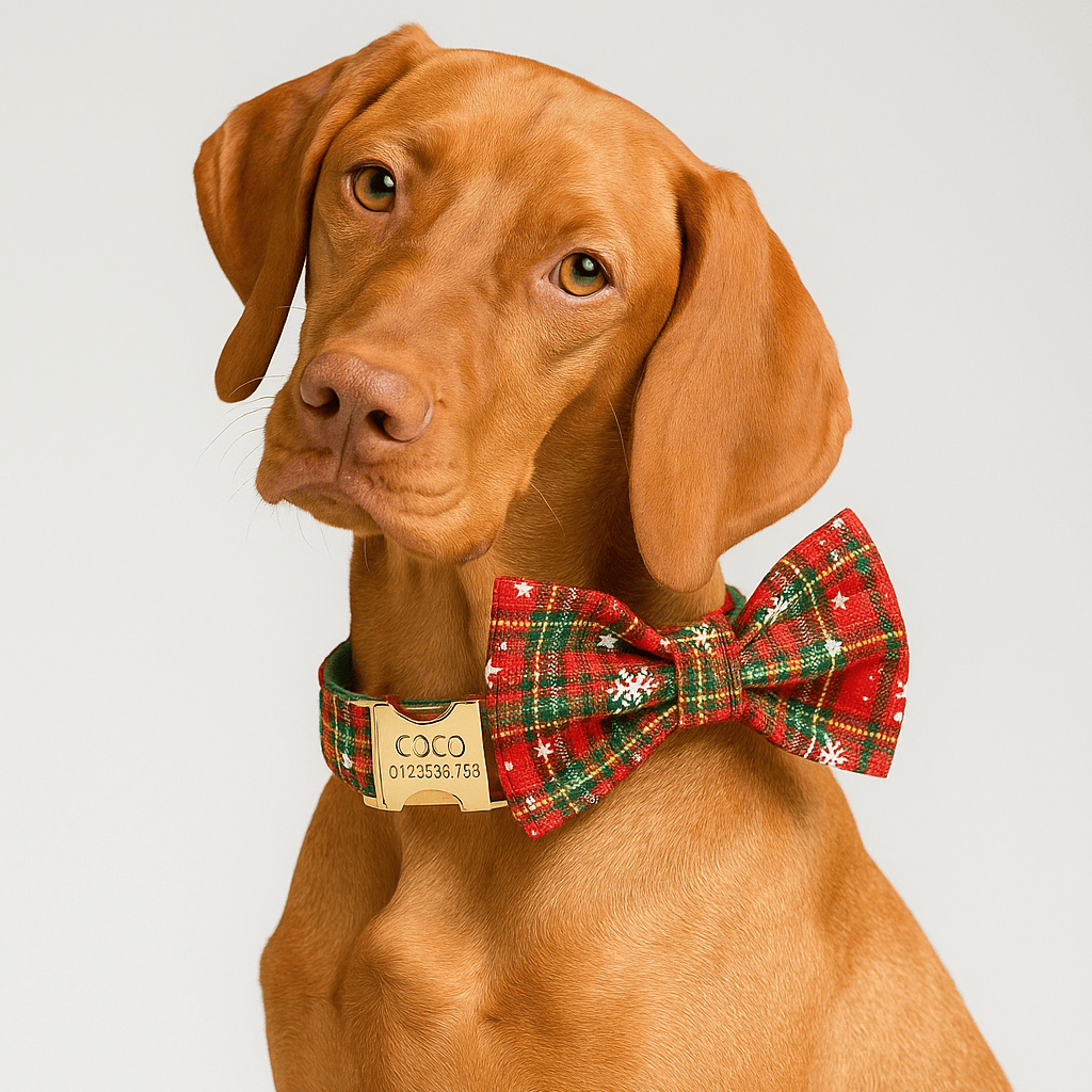 D&D Paws  Christmas Plaid Dog Harness, Collar & Leash Set – Classic Holiday Elegance