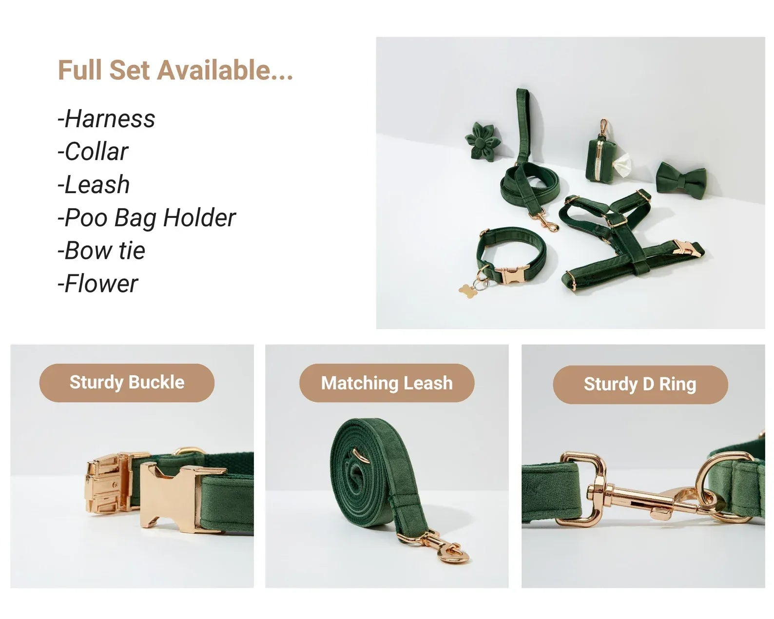 D&D Paws  Forest Green Velvet - Modern Luxe Set