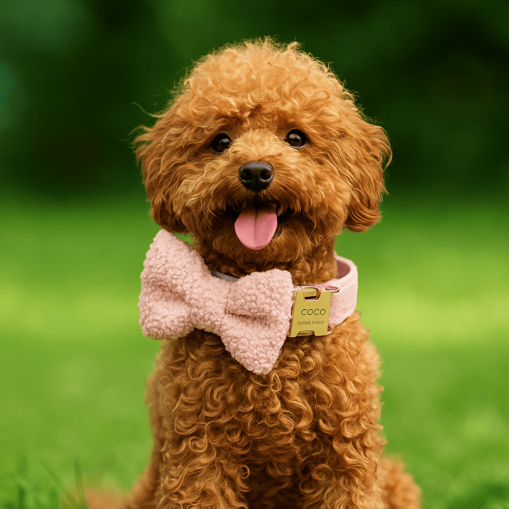 D&D Paws  Handmade Teddy Pink Dog Collar, Harness & Leash Set – Modern Luxe