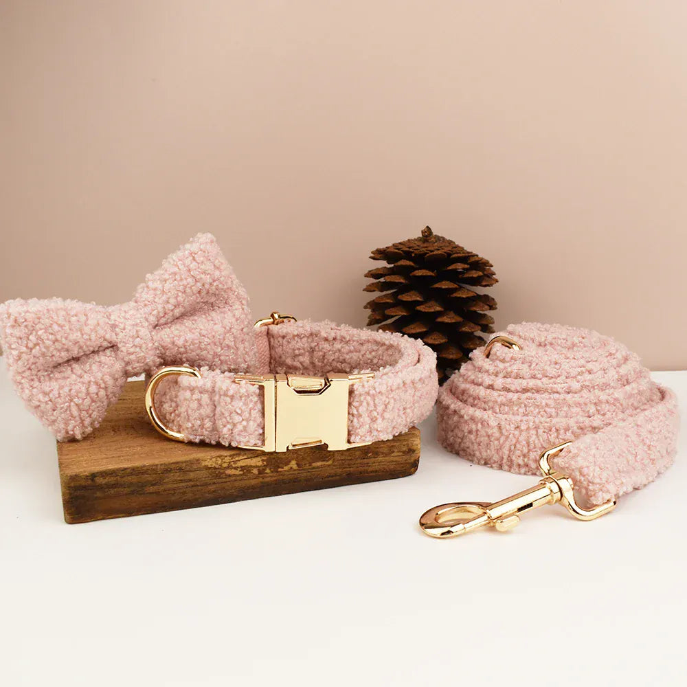 D&D Paws  Handmade Teddy Pink Dog Collar, Harness & Leash Set – Modern Luxe