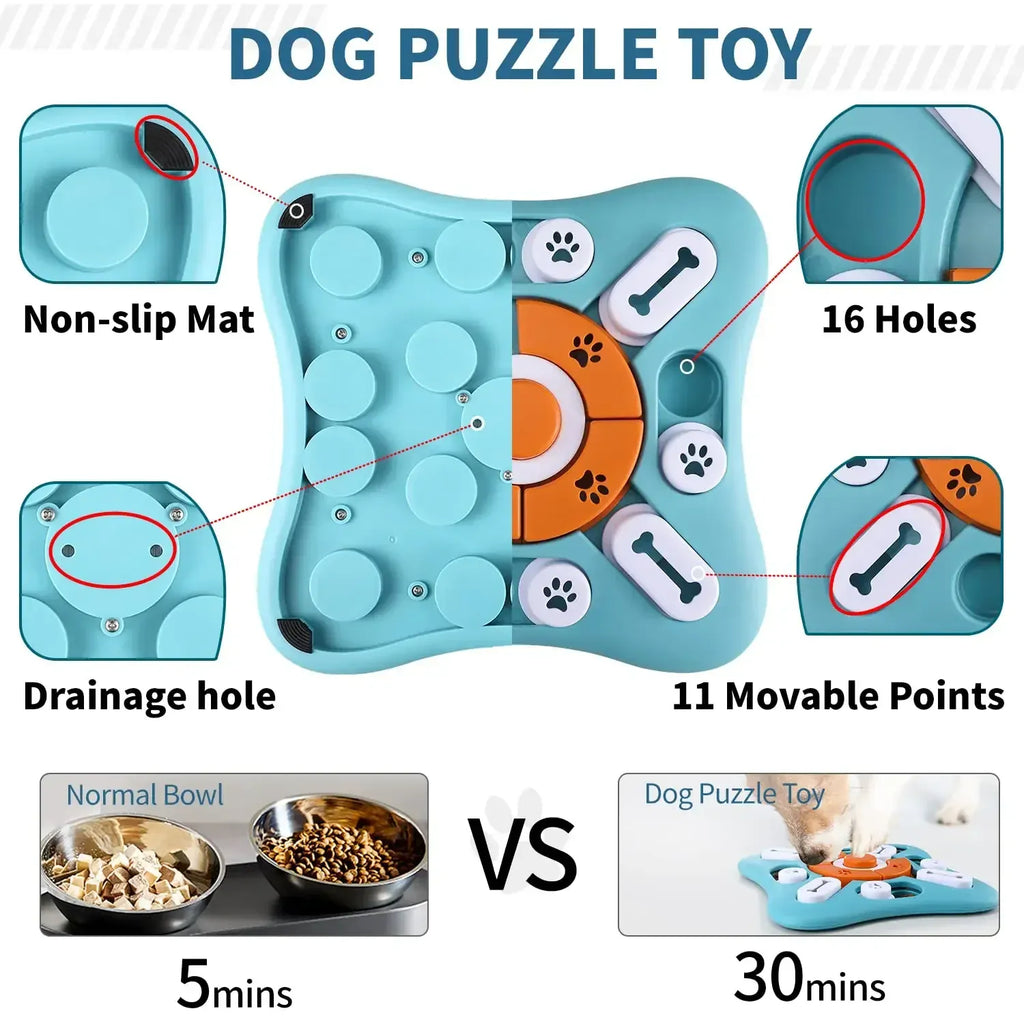 D&D Paws  IQ Training Dog Puzzle Toy – Interactive Treat Dispenser & Slow Feeder