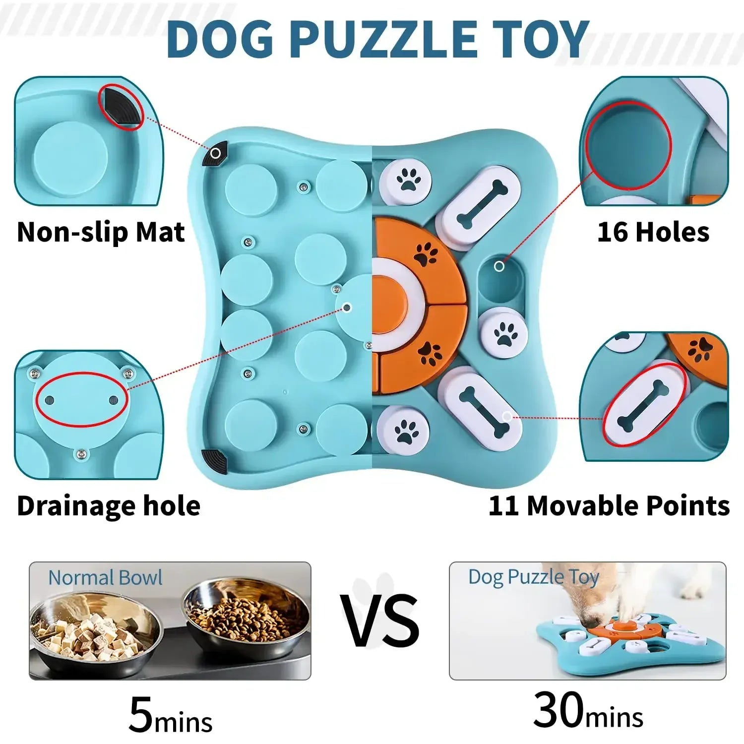 D&D Paws  IQ Training Dog Puzzle Toy – Interactive Treat Dispenser & Slow Feeder