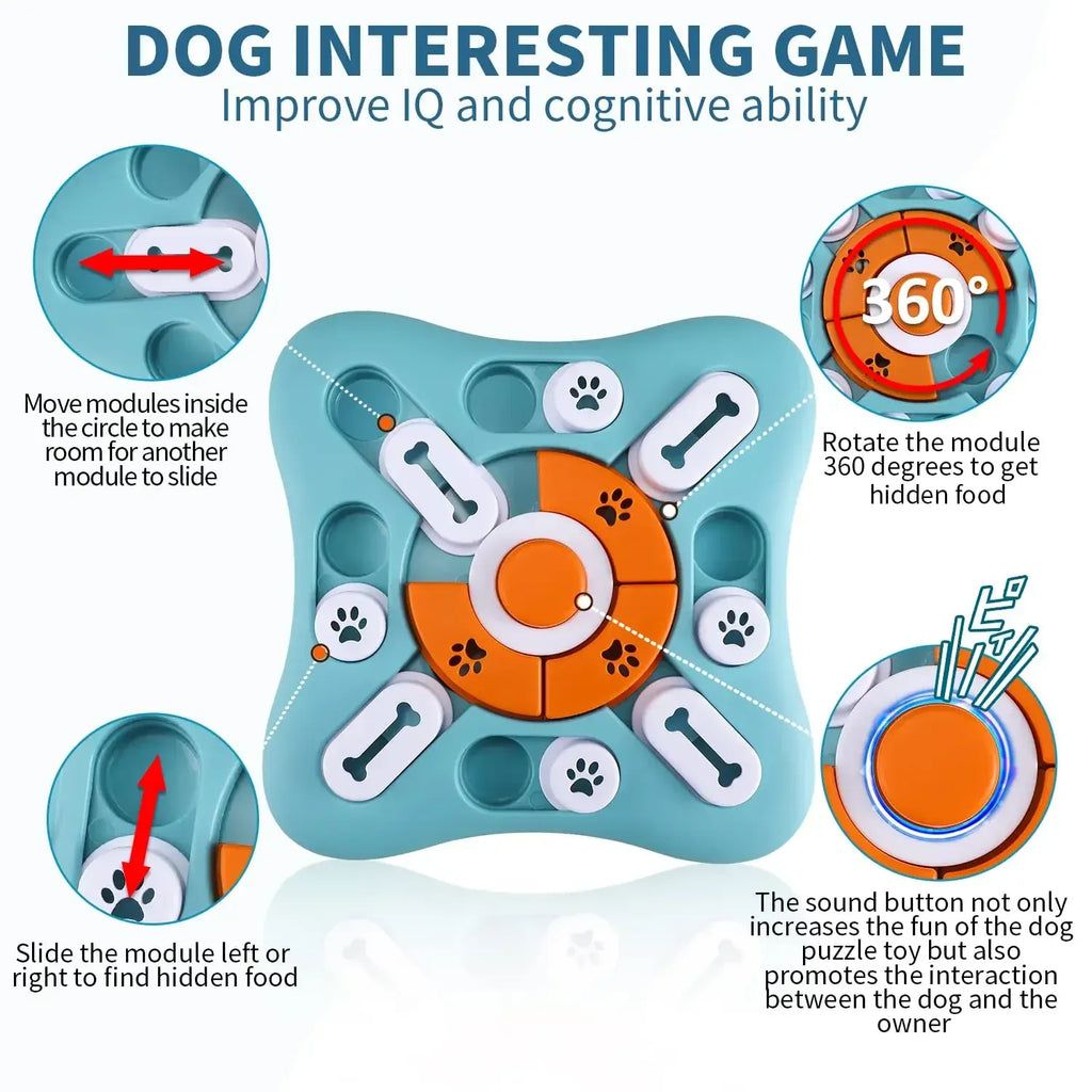 D&D Paws  IQ Training Dog Puzzle Toy – Interactive Treat Dispenser & Slow Feeder