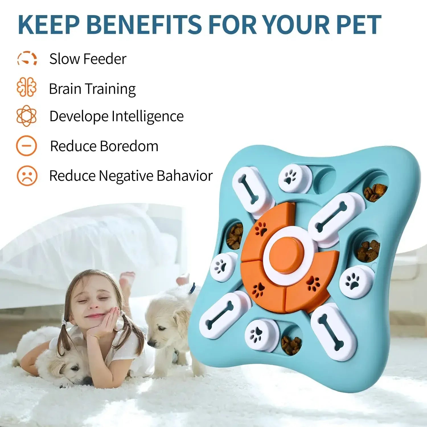 D&D Paws  IQ Training Dog Puzzle Toy – Interactive Treat Dispenser & Slow Feeder