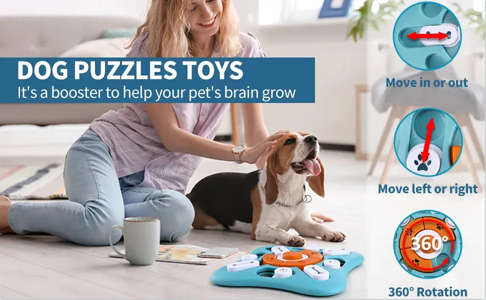D&D Paws  IQ Training Dog Puzzle Toy – Interactive Treat Dispenser & Slow Feeder
