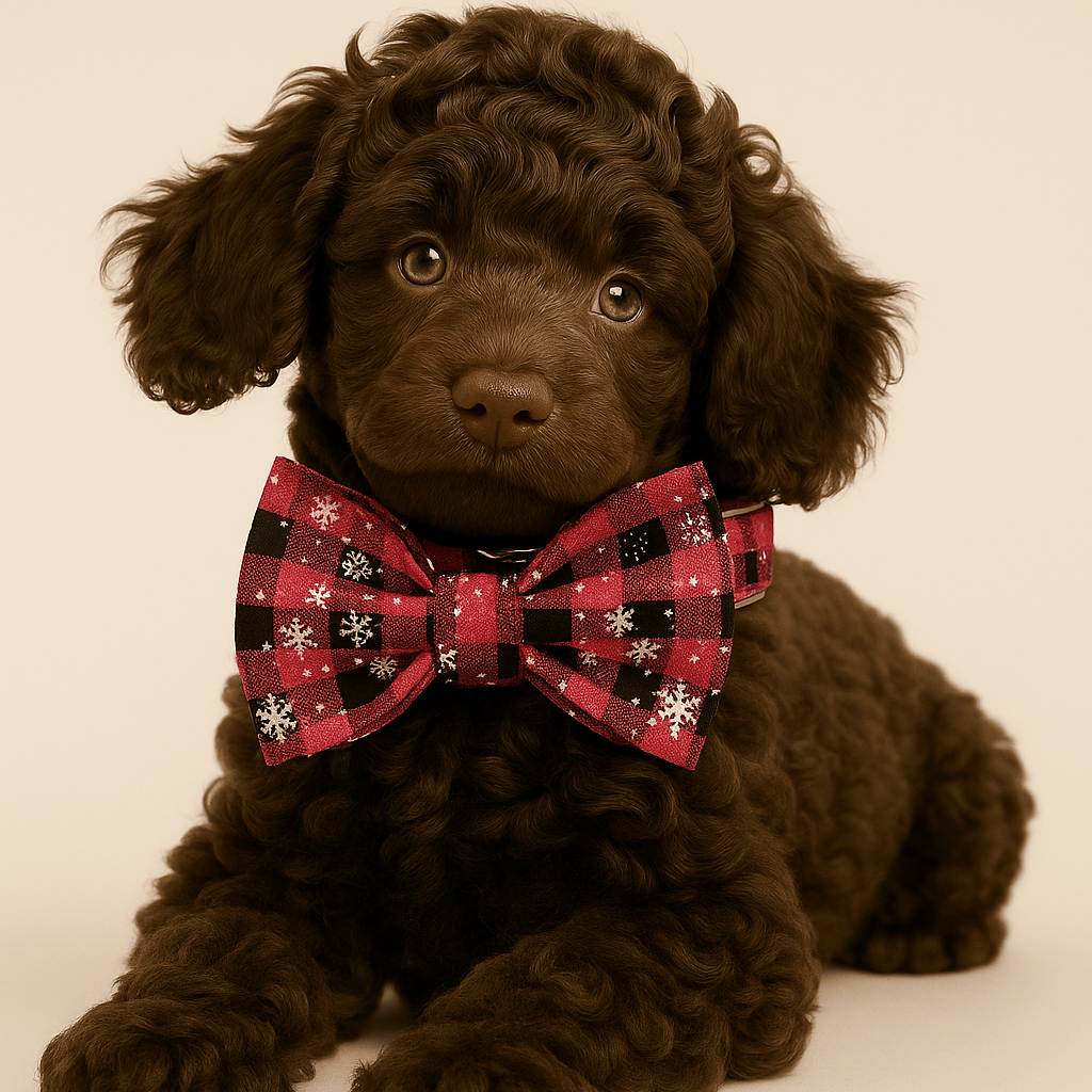 D&D Paws  Personalized Christmas Red Star Plaid Dog Harness, Collar & Leash Set