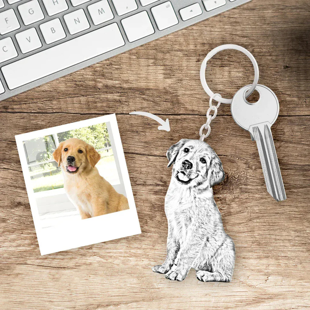 D&D Paws  Personalized Pet Photo Keychain – Custom Engraved Pet Memorial Pendant