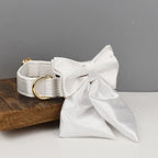 D&D Paws  Pure White Satin Dog Collar, Harness & Leash Set – Modern Luxe Personalized