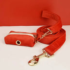 D&D Paws  Red Velvet Dog Harness, Collar & Leash Set – Modern Luxe Collection
