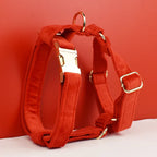 D&D Paws  Red Velvet Dog Harness, Collar & Leash Set – Modern Luxe Collection