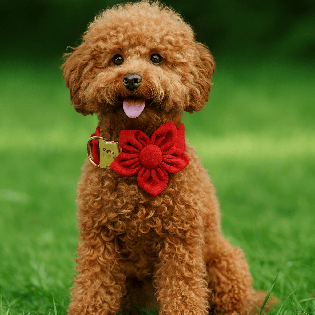 D&D Paws  Red Velvet Dog Harness, Collar & Leash Set – Modern Luxe Collection