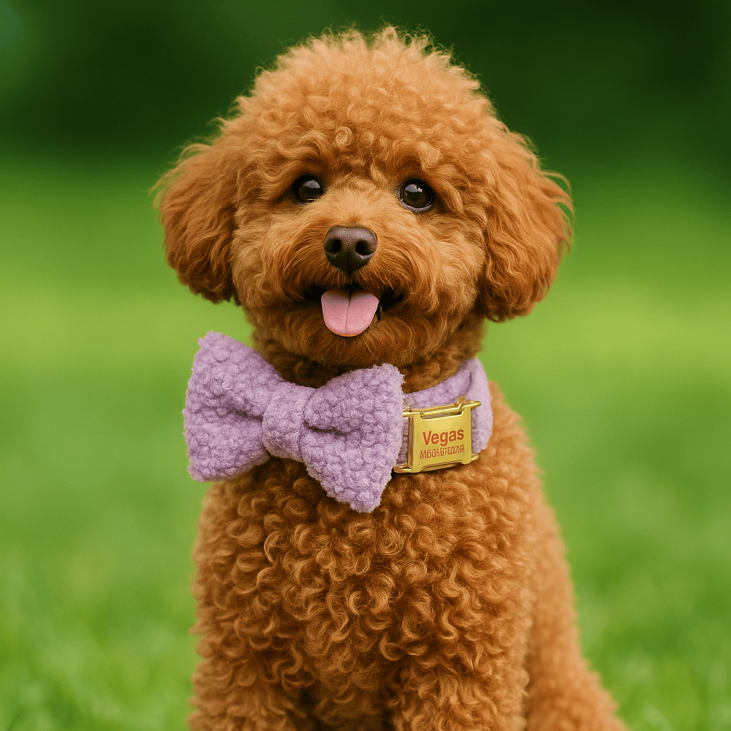 D&D Paws  Teddy Purple Velvet Dog Collar, Harness & Leash Set – Classic Elegance