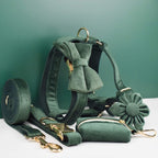 D&D Paws  Velvet Dark Green Dog Collar, Harness & Leash Set – Modern Luxe Personalized