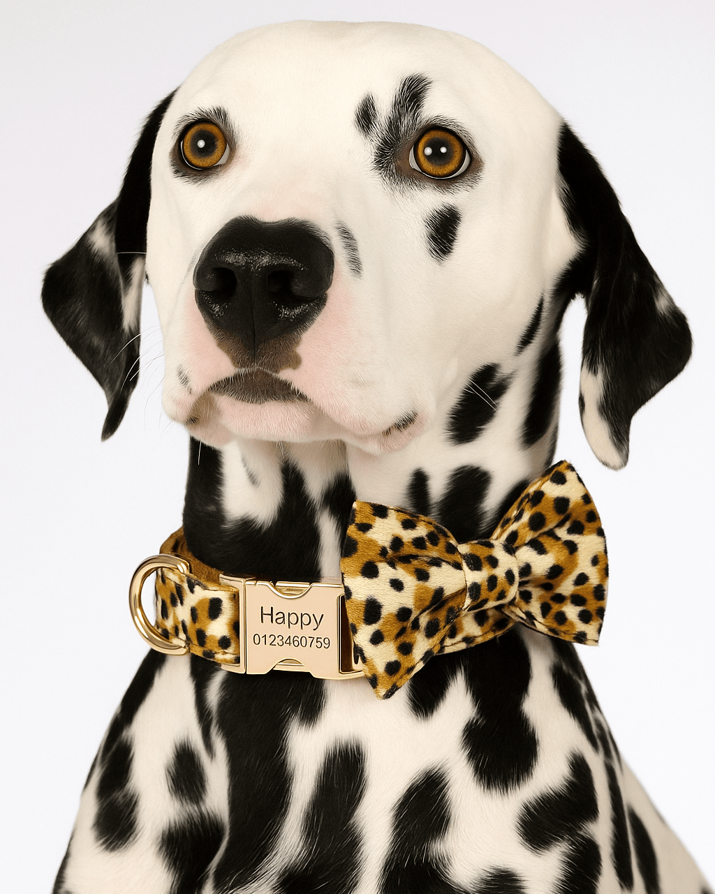 D&D Paws  Velvet Leopard Dog Collar, Harness & Leash Set – Modern Luxe Personalized