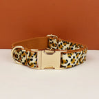 D&D Paws  Velvet Leopard Dog Collar, Harness & Leash Set – Modern Luxe Personalized