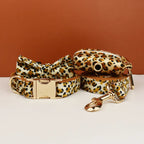 D&D Paws  Velvet Leopard Dog Collar, Harness & Leash Set – Modern Luxe Personalized