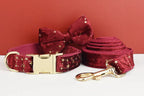 D&D Paws  Velvet Wine Star Dog Collar, Harness & Leash Set – Modern Luxe