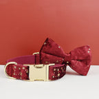 D&D Paws  Velvet Wine Star Dog Collar, Harness & Leash Set – Modern Luxe