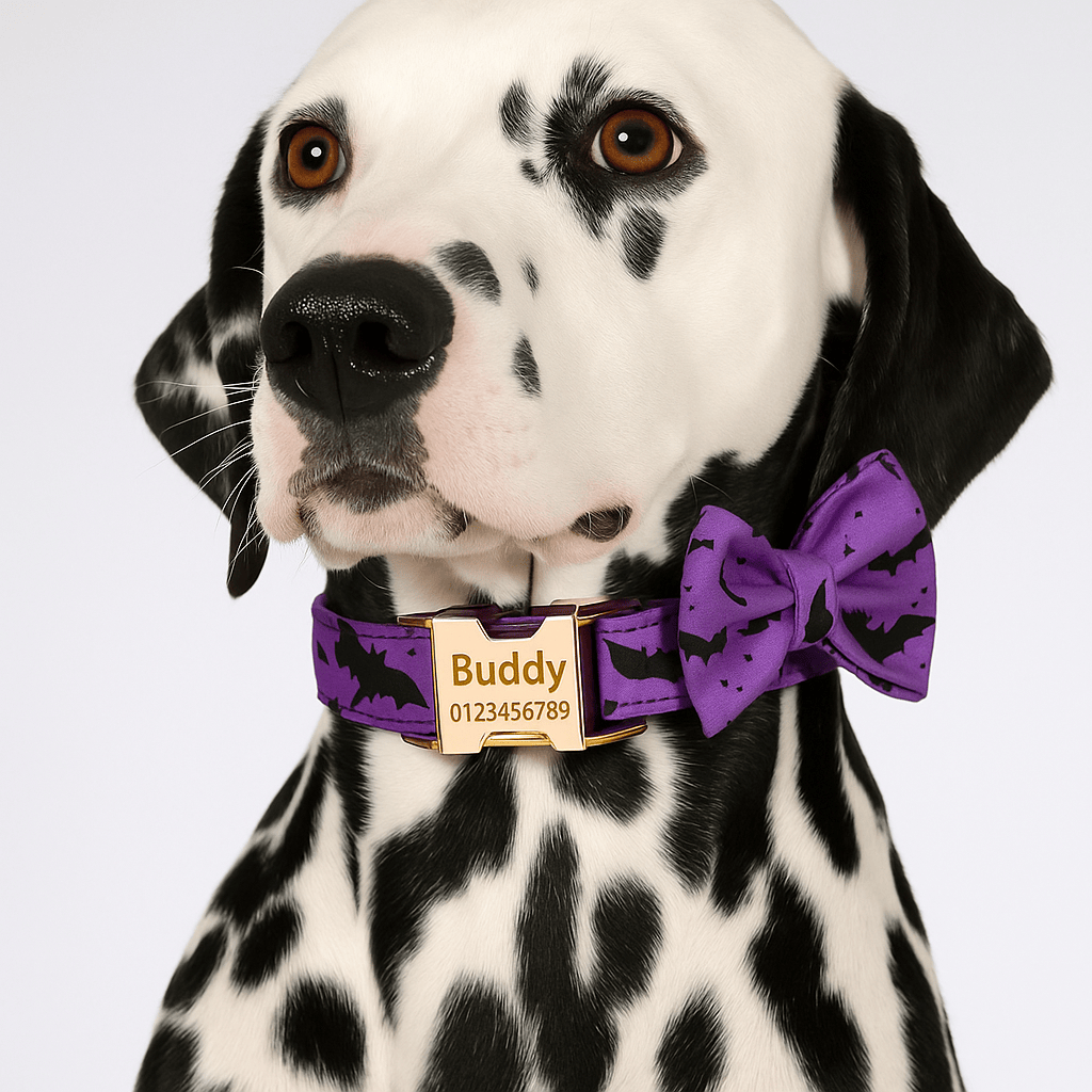 D&D Paws  Violet Dog Collar, Harness & Leash Set – Classic Elegance Personalized