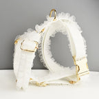 D&D Paws  Wedding White Lace Dog Collar, Harness & Leash Set – Modern Luxe Personalized